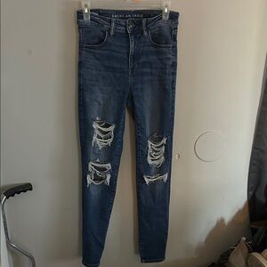 American Eagle Outfitters Women's Ripped Blue Skinny Jeans